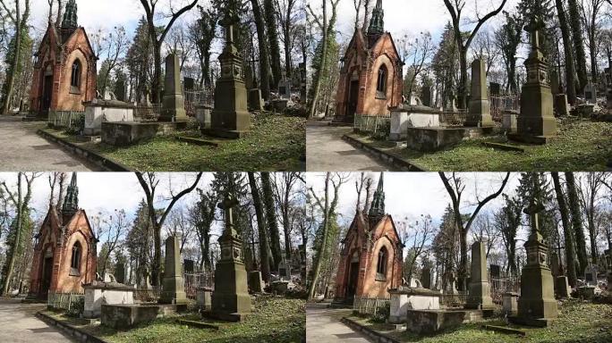 乌克兰西部利沃夫Lychakiv公墓的旧陵墓
