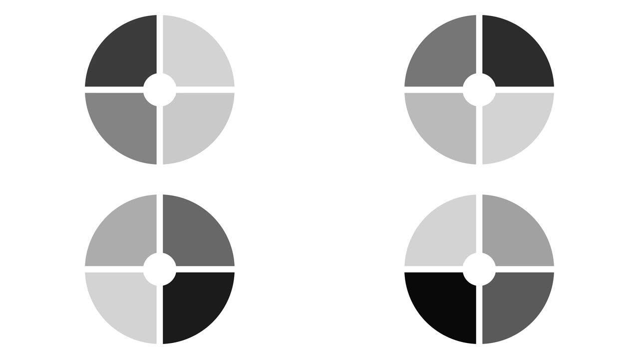 加载屏幕圆形，黑色和深灰色的白色背景-循环-视频纹理，无缝动画元素