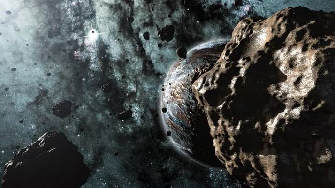 小行星和行星3d动画