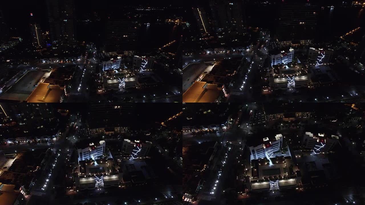空中视频迈阿密海滩晚上