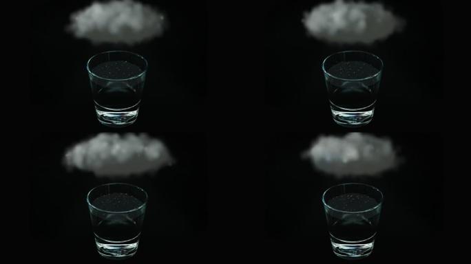 闪电云 (暗) 4K (环) 的一杯水中的飓风
