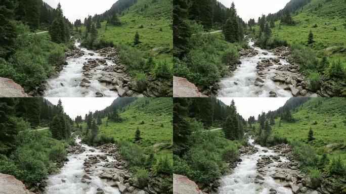 沿着Zillertal地区Gerlostal山谷的gerlos溪徒步旅行。高特陶恩山脉。奥地利