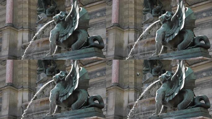 法国巴黎圣米歇尔的喷泉和雕像