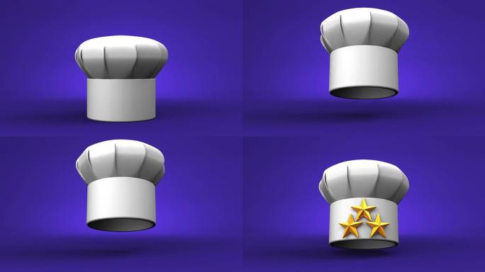 厨师帽与三颗星在蓝色的背景