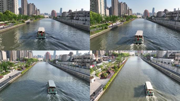 5K原素材-航拍上海苏州河观光旅游