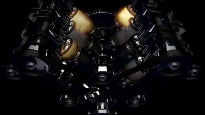 内部工作v8发动机的动画。高清