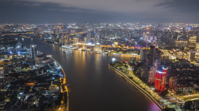 广州白鹅潭夜景延时