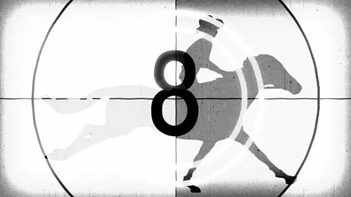 复古复古白色倒计时卡通骑士牛仔奔跑马无缝无限循环新质量独特手工动画动态快乐视频素材