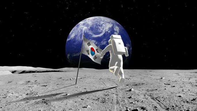 在一个星球上行走的韩国宇航员