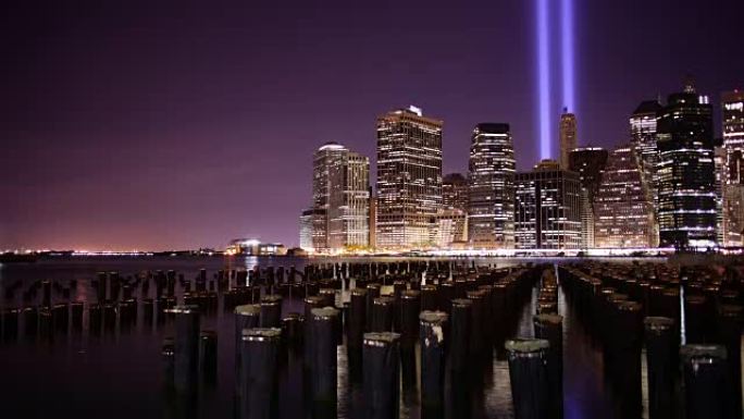 曼哈顿夜灯9月11日纪念符号4k延时
