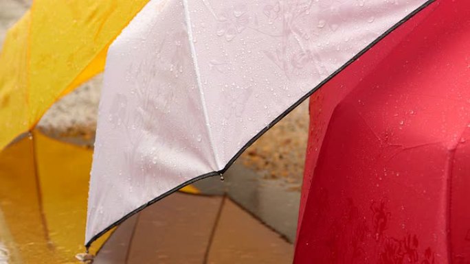 雨天和湿彩色雨伞
