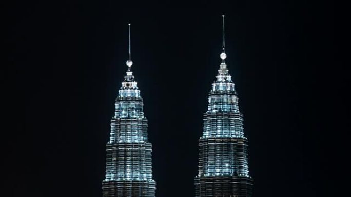照明双子塔的延时，吉隆坡