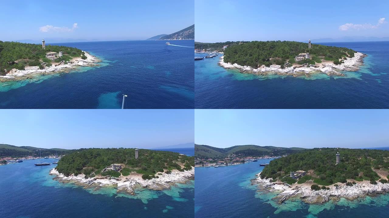 希腊岛凯法利尼亚岛的鸟瞰图