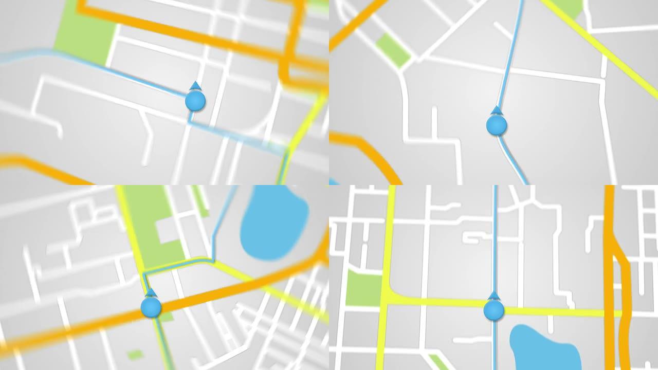 城市地图全球定位系统导航无缝环路