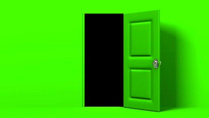 绿色的门和黑暗的房间