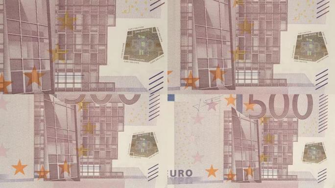 近距离观察500欧元纸币的左侧细节