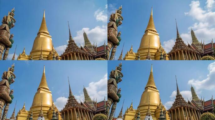 Wat Phra Kaew timelapse，曼谷，泰国，4k时间流逝