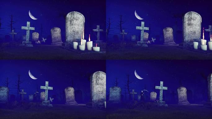幽灵夜墓地里的死神