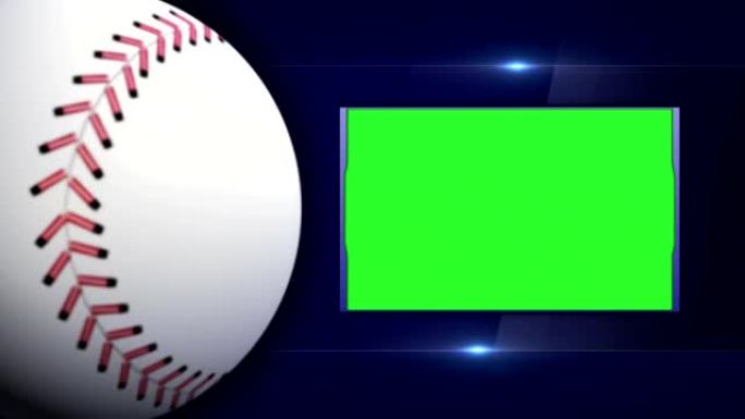 棒球球和绿屏监视器，动画，渲染，背景，循环