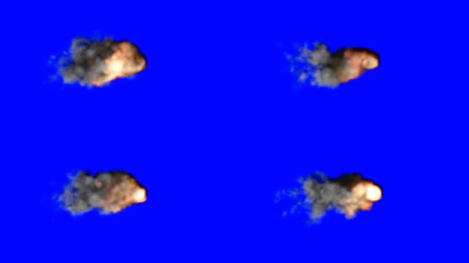 蓝色屏幕上的烟雾和火焰燃烧的云