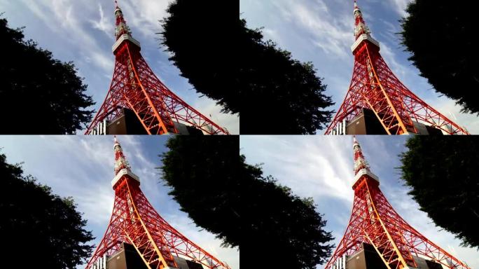 东京塔与蓝天日延时