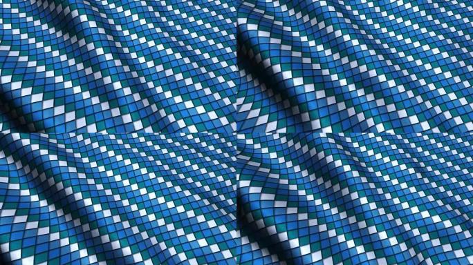 蓝色方形布料材质纹理无缝循环背景