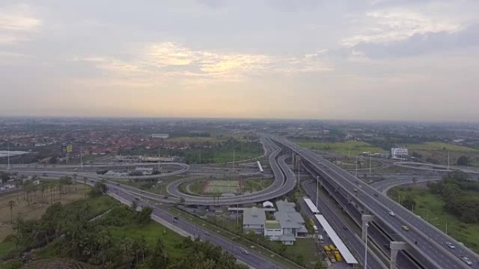 泰国曼谷的高速公路交通，航拍视频