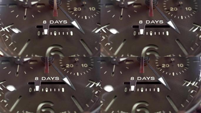 手表动力储备指示器的宏观多莉镜头