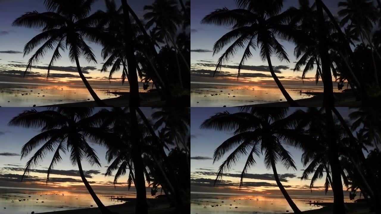 斐济珊瑚海岸的日落景观
