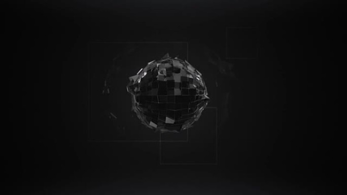 抽象破碎的球体3d动画