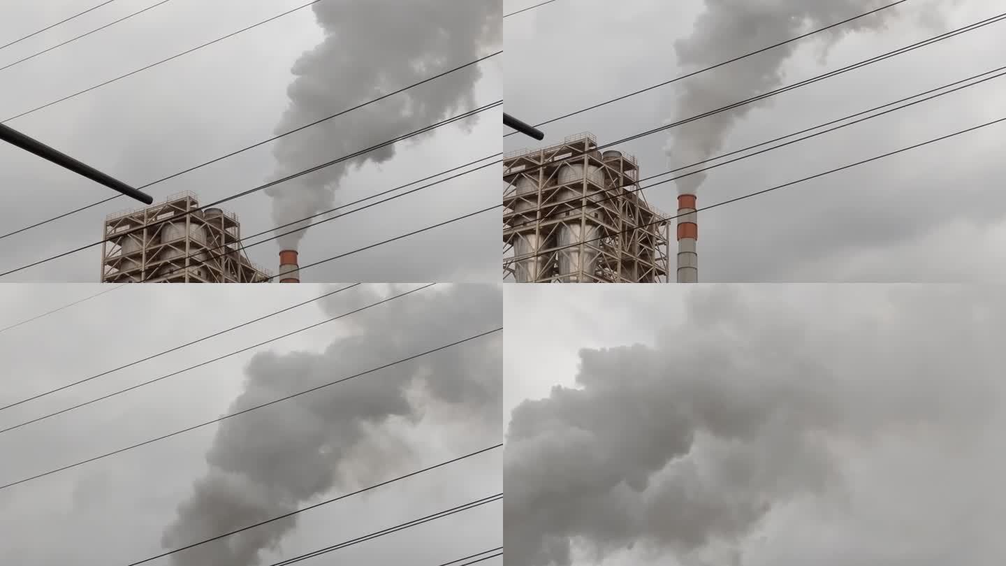 烟囱工厂堆栈平流层工业云天空污染超标排放