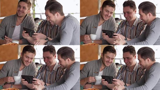 餐馆里穿着休闲服装的商人