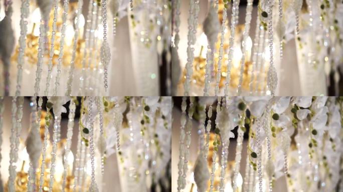 婚礼背景水晶和玻璃装饰