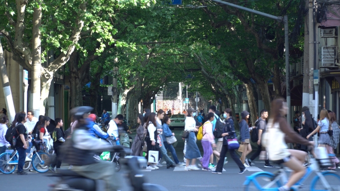 4K上海行人过马路