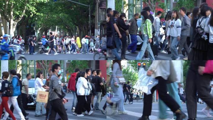 4K上海行人过马路