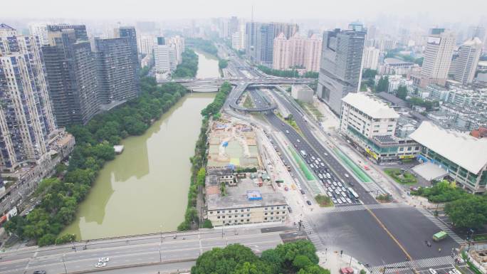 杭州市区中河立交桥航拍