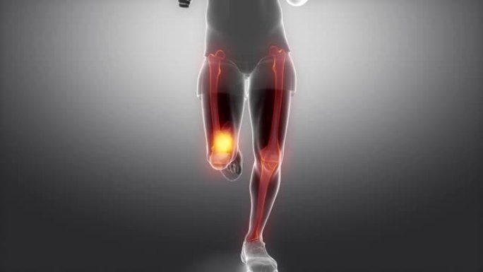 跑步男子膝关节循环扫描