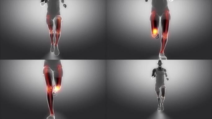 跑步男子膝关节循环扫描