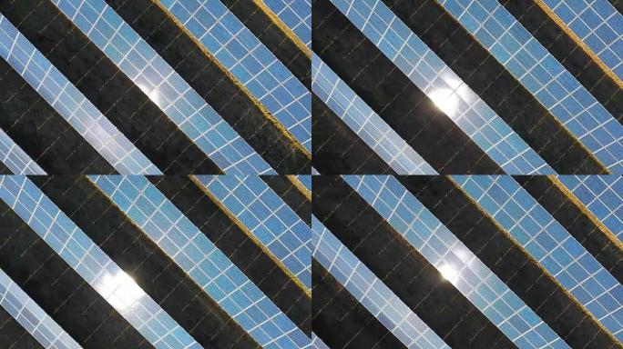 无人机上的太阳能电池板鸟瞰图