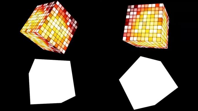 广播高科技闪烁旋转立方体，橙色，企业