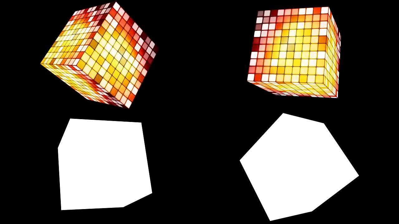 广播高科技闪烁旋转立方体，橙色，企业