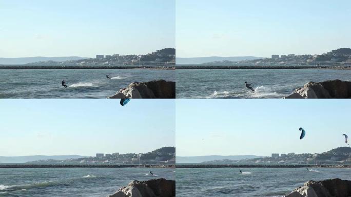 马赛普拉多海滩的风筝冲浪