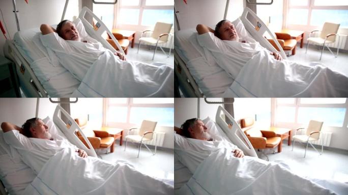 病人躺在医院的床上