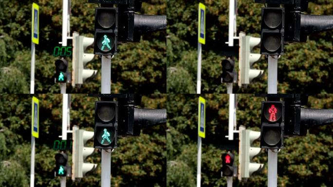 行人交通灯从绿色切换到红色v1