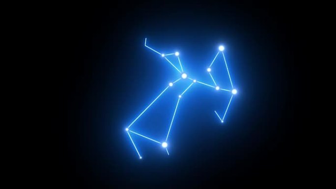 黄道射手座恒星星座在发光中形成
