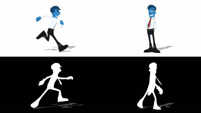 蓝色商人 “正常运行屏幕” 可连接的角色动画