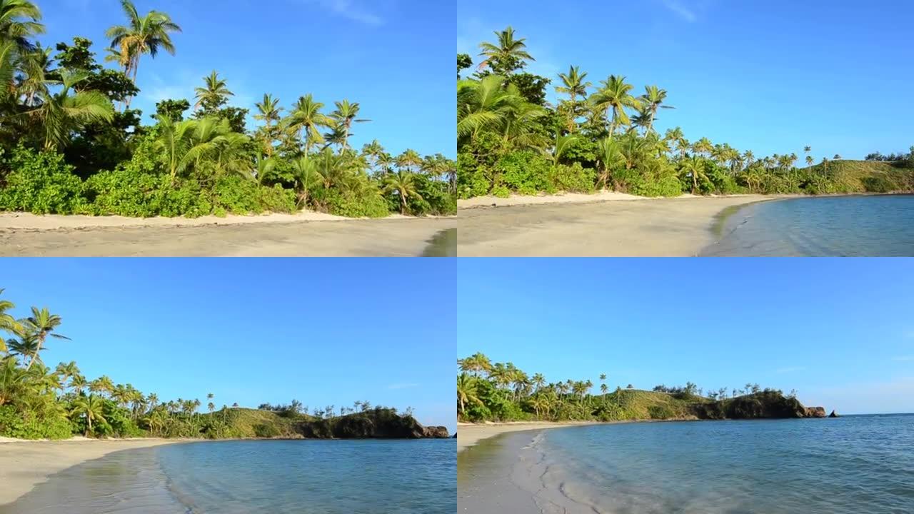 斐济偏远热带海滩的景观