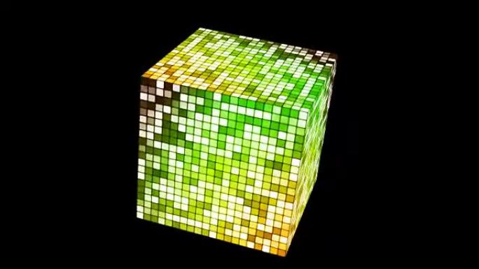 广播高科技闪烁旋转立方体，绿色，企业
