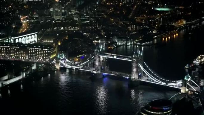 伦敦塔桥的空中夜景-英国伦敦