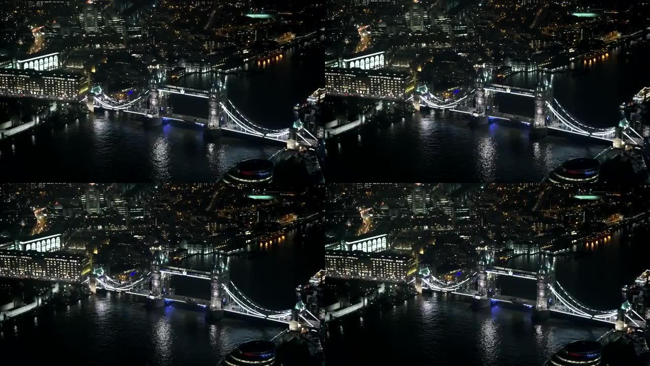 伦敦塔桥的空中夜景-英国伦敦